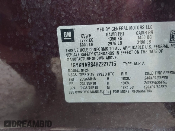2017 Cadillac XT5 FWD с VIN 1GYKNARS4HZ227715, выставлен на аукционе IAAI как лот 41788064 с пробегом 53 148 миль миль и . История ставок и продаж доступна на DreamBid. Изображение 9.
