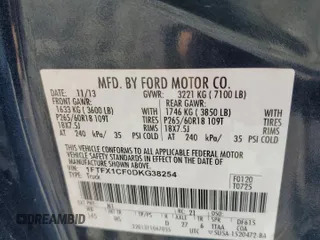 2013 Ford F-150 XL with VIN 1FTFX1CF0DKG38254, listed as a Copart auction lot 48121615 with 106,469 mi miles and Salvage Title. Bid and sale history available at carsss.com. Image 12.