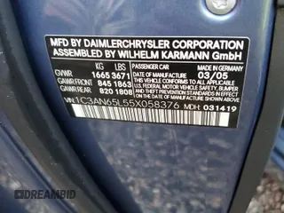 2005 Chrysler Crossfire Limited z VIN 1C3AN65L55X058376, wystawiony jako Copart lot #74088984 z przebiegiem Nie podano mil oraz Szkoda całkowita • Salvage title. Historia ofert i sprzedaży dostępna na DreamBid. Obrazek 13.