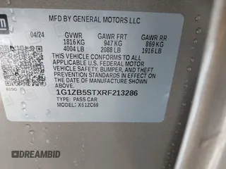 2024 Chevrolet Malibu LS with VIN 1G1ZB5STXRF213286, listed as a IAAI auction lot 41070060 with 32,990 mi miles and . Bid and sale history available at DreamBid. Image 9.