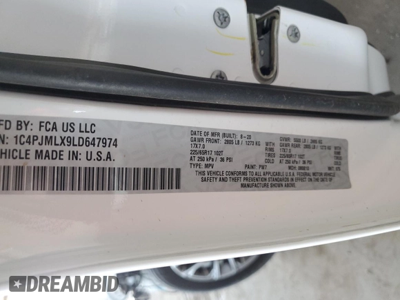 2020 Jeep Cherokee Altitude с VIN 1C4PJMLX9LD647974, выставлен на аукционе Copart как лот 55126625 с пробегом 24 967 миль миль и Списание • Salvage title. История ставок и продаж доступна на DreamBid. Изображение 12.