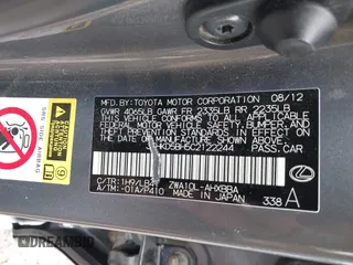 2012 Lexus CT 200h with VIN JTHKD5BH5C2122244, listed as a IAAI auction lot 42499720 with 180,789 mi miles and . Bid and sale history available at DreamBid. Image 9.
