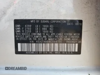 2019 Subaru Impreza с VIN 4S3GTAA6XK3759755, выставлен на аукционе Copart как лот 54215645 с пробегом 116 072 миль миль и Списание • Salvage title. История ставок и продаж доступна на DreamBid. Изображение 12.