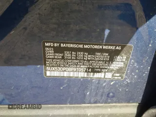 2023 BMW X3 xDrive30i with VIN 5UX53DP08P9T05714, listed as a IAAI auction lot 41901855 with 12,093 mi miles. Bid and sale history available at carsss.com. Image 9.