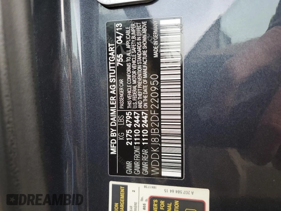 2013 Mercedes-Benz E-Class E 350 with VIN WDDKJ8JB2DF220950, listed as a Copart auction lot 78259924 with 82,914 mi miles and Salvage Title. Bid and sale history available at carsss.com. Image 13.