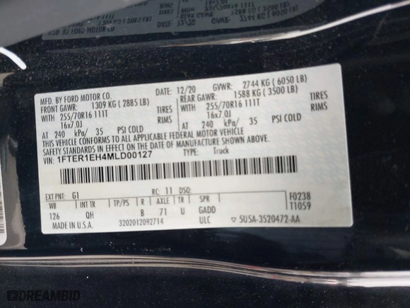 2021 Ford Ranger XL with VIN 1FTER1EH4MLD00127, listed as a IAAI auction lot 41913228 with 32,934 mi miles. Bid and sale history available at carsss.com. Image 9.