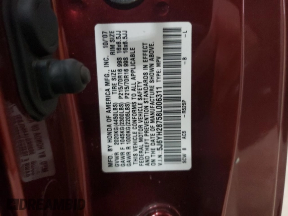 2008 Honda Element EX z VIN 5J6YH28758L006311, wystawiony jako Copart lot #53912045 z przebiegiem 217 126 mil mil oraz Nie do naprawy • Non repairable. Historia ofert i sprzedaży dostępna na DreamBid. Obrazek 13.