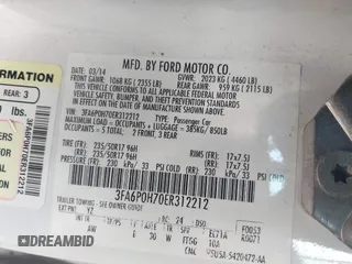 2014 Ford Fusion SE with VIN 3FA6P0H70ER312212, listed as a IAAI auction lot 41654172 with 122,744 mi miles. Bid and sale history available at carsss.com. Image 9.