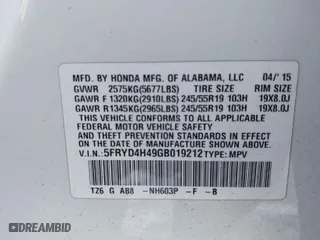 2016 Acura MDX w/Tech with VIN 5FRYD4H49GB019212, listed as a IAAI auction lot 41379321 with 123,576 mi miles. Bid and sale history available at carsss.com. Image 9.