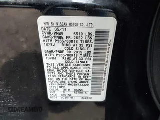 2011 Infiniti FX with VIN JN8AS1MW2BM733329, listed as a IAAI auction lot 42532067 with 94,491 mi miles and . Bid and sale history available at DreamBid. Image 9.