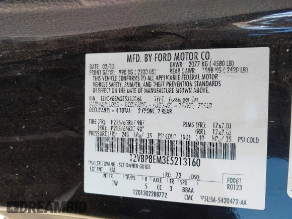 2014 Ford Mustang V6 with VIN 1ZVBP8EM3E5213160, listed as a IAAI auction lot 41664430 with 184,862 mi miles. Bid and sale history available at carsss.com. Image 9.