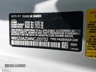2022 BMW M4 Competition z VIN WBS33AZ04NCJ20752, wystawiony jako IAAI lot #42153801 z przebiegiem 9523 mil mil oraz . Historia ofert i sprzedaży dostępna na DreamBid. Obrazek 9.