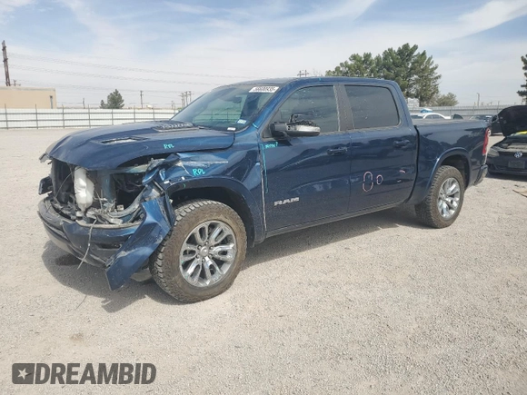 2021 Ram 1500 Laramie z VIN 1C6SRFJT3MN808479, wystawiony jako Copart lot #56600935 z przebiegiem 70 336 mil mil oraz Szkoda całkowita • Salvage title. Historia ofert i sprzedaży dostępna na DreamBid. Obrazek 1.