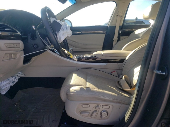 2017 Genesis G90 3.3T Premium with VIN KMHG34JA9HU023412, listed as a Copart auction lot 73368834 with 33,363 mi miles and Salvage Title. Bid and sale history available at carsss.com. Image 7.