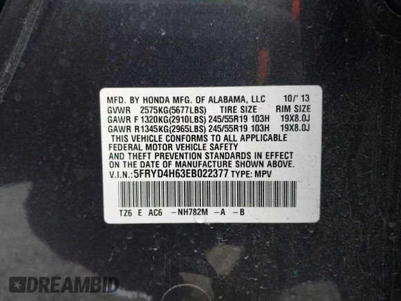 2014 Acura MDX Technology with VIN 5FRYD4H63EB022377, listed as a IAAI auction lot 42553389 with 81,357 mi miles and . Bid and sale history available at DreamBid. Image 9.