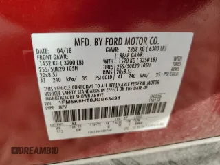 2018 Ford Explorer Platinum with VIN 1FM5K8HT0JGB63491, listed as a Copart auction lot 80154764 with 69,460 mi miles and Salvage Title. Bid and sale history available at carsss.com. Image 15.