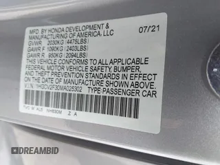 2021 Honda Accord Sport with VIN 1HGCV2F30MA025302, listed as a IAAI auction lot 42315840 with 88,798 mi miles and . Bid and sale history available at DreamBid. Image 9.