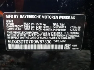 2024 BMW X4 M40i with VIN 5UX43DT07R9W67330, listed as a Copart auction lot 78283054 with 0 mi miles and Salvage Title. Bid and sale history available at carsss.com. Image 13.