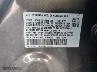 2018 Honda Pilot EX-L with VIN 5FNYF5H53JB028070, listed as a Copart auction lot 49084185 with 101,152 mi miles and Salvage Title. Bid and sale history available at carsss.com. Image 15.