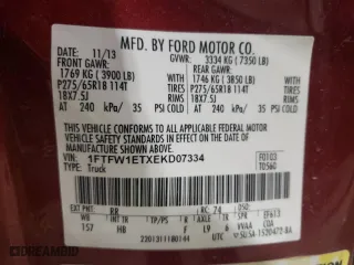 2014 Ford F-150 XL with VIN 1FTFW1ETXEKD07334, listed as a Copart auction lot 83002844 with 200,454 mi miles and Salvage Title. Bid and sale history available at carsss.com. Image 12.
