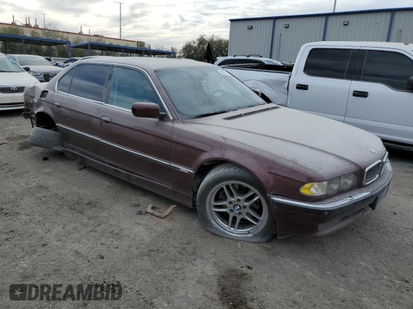 2001 BMW 7 Series 740iL with VIN WBAGH83411DP18779, listed as a Copart auction lot 43258765 with 110,214 mi miles and Salvage Title. Bid and sale history available at carsss.com. Image 4.