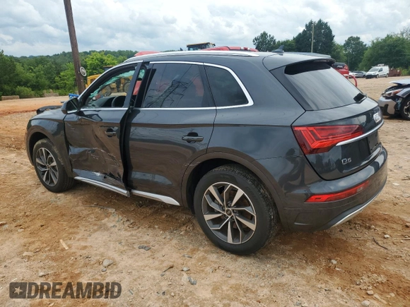 2021 Audi Q5 Premium Plus with VIN WA1BAAFY6M2083415, listed as a Copart auction lot 58831785 with 21,055 mi miles and Salvage title. Bid and sale history available at DreamBid. Image 2.