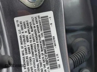 2019 Honda Civic EX z VIN 19XFC1F34KE216999, wystawiony jako Copart lot #51427335 z przebiegiem 9 502 mil mil oraz Szkoda całkowita • Salvage title. Historia ofert i sprzedaży dostępna na DreamBid. Obrazek 12.
