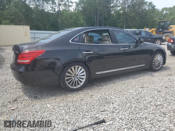 2014 Hyundai Equus Signature with VIN KMHGH4JH4EU074679, listed as a Copart auction lot 56581505 with 118,846 mi miles and Salvage title. Bid and sale history available at DreamBid. Image 3.
