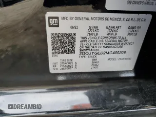 2021 Chevrolet Silverado 1500 LTZ with VIN 3GCUYGED2MG400206, listed as a Copart auction lot 44011685 with 52,249 mi miles and Salvage Title. Bid and sale history available at DreamBid. Image 12.