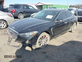 2021 Genesis G70 3.3T with VIN KMTG74LE8MU071424, listed as a IAAI auction lot 41646686 with 23,487 mi miles. Bid and sale history available at carsss.com. Image 17.