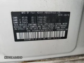 2015 Subaru Legacy Premium с VIN 4S3BNAC6XF3057023, выставлен на аукционе Copart как лот 57158425 с пробегом 103 368 миль миль и Списание • Salvage title. История ставок и продаж доступна на DreamBid. Изображение 12.