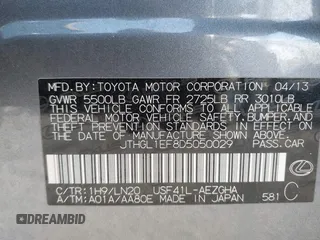 2013 Lexus LS 460 L with VIN JTHGL1EF8D5050029, listed as a IAAI auction lot 41891150 with 202,315 mi miles. Bid and sale history available at carsss.com. Image 9.