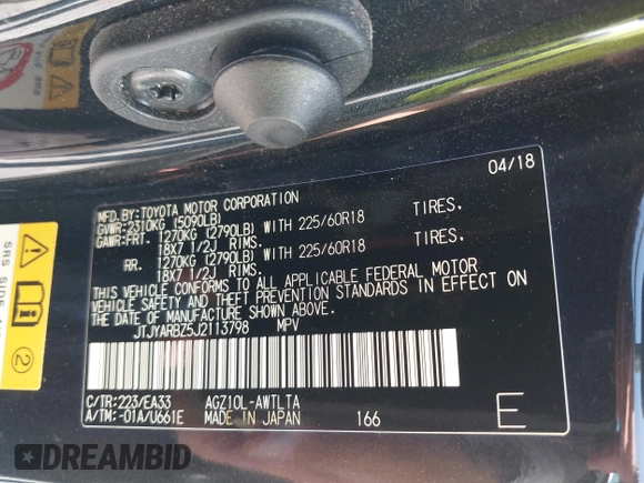 2018 Lexus NX 300 with VIN JTJYARBZ5J2113798, listed as a IAAI auction lot 42130441 with 90,306 mi miles and . Bid and sale history available at DreamBid. Image 9.