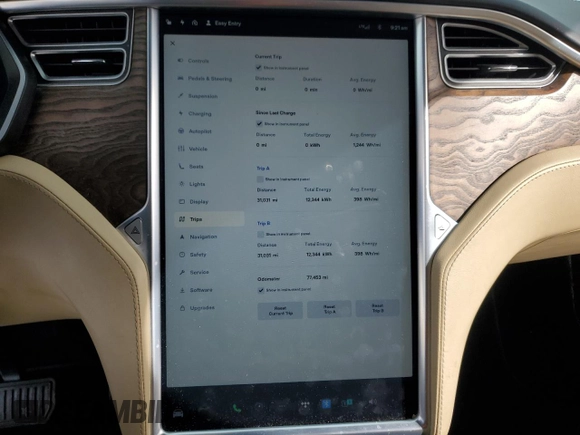 2016 Tesla Model X 70D with VIN 5YJXCAE23GF004772, listed as a Copart auction lot 45426655 with 77,453 mi miles and Salvage Title. Bid and sale history available at DreamBid. Image 9.