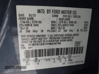 2021 Ford Mustang Mach-E Select with VIN 3FMTK1SS7MMA34740, listed as a IAAI auction lot 41896322 with 55,753 mi miles and . Bid and sale history available at DreamBid. Image 9.