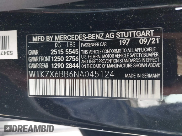 2022 Mercedes-Benz AMG GT 53 z VIN W1K7X6BB6NA045124, wystawiony jako IAAI lot #42637008 z przebiegiem Nie podano mil oraz . Historia ofert i sprzedaży dostępna na DreamBid. Obrazek 9.
