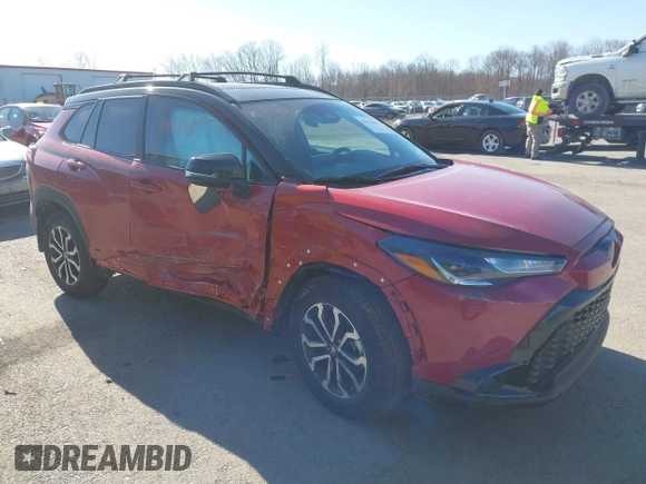 2023 Toyota Corolla Cross Hybrid S with VIN 7MUFBABG6PV008234, listed as a IAAI auction lot 41813661 with 1,127 mi miles and . Bid and sale history available at DreamBid. Image 1.