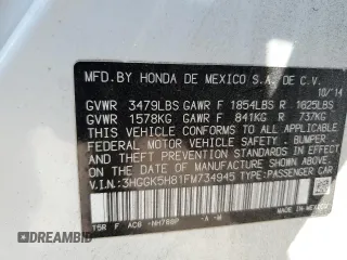 2015 Honda Fit EX-L z VIN 3HGGK5H81FM734945, wystawiony jako Copart lot #61920835 z przebiegiem 59 891 mil mil oraz Szkoda całkowita • Salvage title. Historia ofert i sprzedaży dostępna na DreamBid. Obrazek 13.