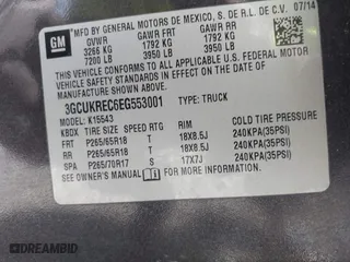 2014 Chevrolet Silverado 1500 LT with VIN 3GCUKREC6EG553001, listed as a IAAI auction lot 41415936 with 254,622 mi miles. Bid and sale history available at carsss.com. Image 9.