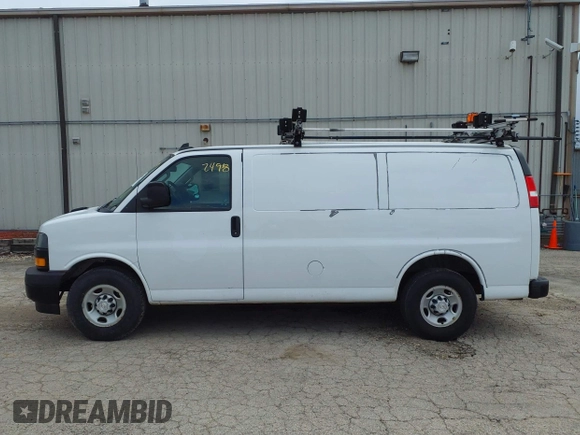 2018 Chevrolet Express Cargo Van with VIN 1GCWGAFP1J1322142, listed as a IAAI auction lot 41952498 with 155,218 mi miles. Bid and sale history available at carsss.com. Image 14.