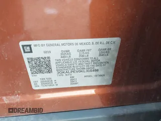 2019 GMC Terrain SLT with VIN 3GKALPEV0KL316498, listed as a IAAI auction lot 41878713 with 93,750 mi miles. Bid and sale history available at carsss.com. Image 9.