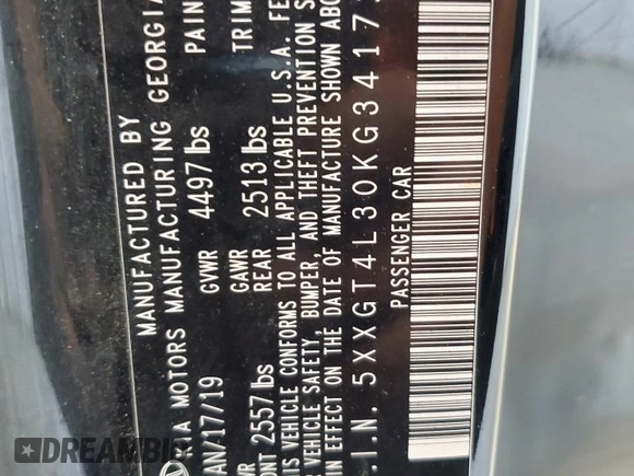 2019 Kia Optima LX with VIN 5XXGT4L30KG341726, listed as a Copart auction lot 63308885 with 140,263 mi miles and Clean title. Bid and sale history available at DreamBid. Image 12.