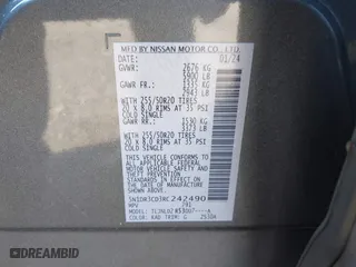 2024 Nissan Pathfinder SL with VIN 5N1DR3CD3RC242490, listed as a IAAI auction lot 41768101 with 12,416 mi miles. Bid and sale history available at carsss.com. Image 9.