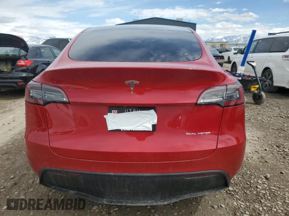 2020 Tesla Model Y Long Range with VIN 5YJYGDEE1LF009967, listed as a Copart auction lot 49920385 with Not Provided miles and Salvage Title. Bid and sale history available at DreamBid. Image 6.