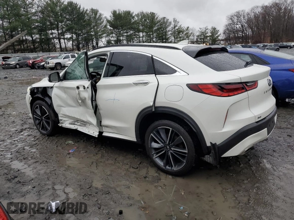 2023 Infiniti QX55 Luxe z VIN 3PCAJ5JR1PF106870, wystawiony jako Copart lot #82974974 z przebiegiem 24 001 mil mil oraz Szkoda całkowita • Salvage title. Historia ofert i sprzedaży dostępna na DreamBid. Obrazek 2.