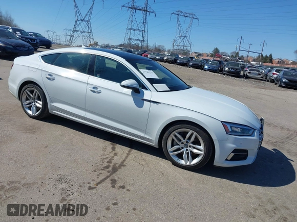 2019 Audi A5 Sportback Premium Plus with VIN WAUBNCF53KA023202, listed as a IAAI auction lot 41749214 with 40,716 mi miles and . Bid and sale history available at DreamBid. Image 1.