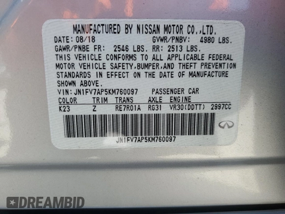 2019 Infiniti Q50 RED SPORT 400 with VIN JN1FV7AP5KM760097, listed as a Copart auction lot 49042405 with 21,056 mi miles and Non Repairable. Bid and sale history available at carsss.com. Image 12.