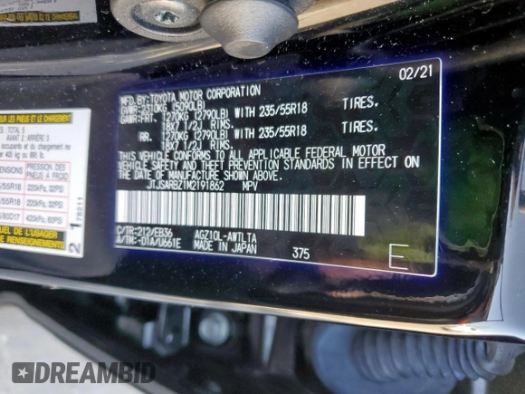 2021 Lexus NX 300 F Sport с VIN JTJSARBZ1M2191862, выставлен на аукционе Copart как лот 52400795 с пробегом 35 197 миль миль и Списание • Salvage title. История ставок и продаж доступна на DreamBid. Изображение 13.