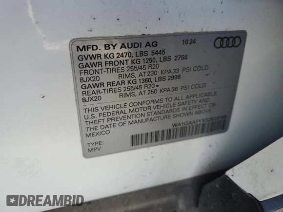 2025 Audi Q5 S line Premium z VIN WA1GAAFYXS2023169, wystawiony jako Copart lot #48351065 z przebiegiem 6 012 mil mil oraz Czysty tytuł • Clean title. Historia ofert i sprzedaży dostępna na DreamBid. Obrazek 13.