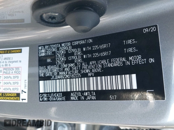 2021 Lexus NX 300 with VIN JTJDARBZ2M2182225, listed as a IAAI auction lot 42500416 with 51,713 mi miles and . Bid and sale history available at DreamBid. Image 9.